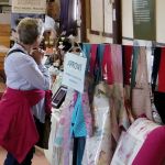 Stall selling products made from recycled or up-cycled fabric in the chapel at Wild about Wool 2019, Poltimore House