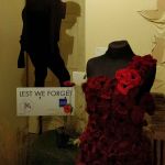Dress made of crocheted poppies to compliment the Lest We Forget display
